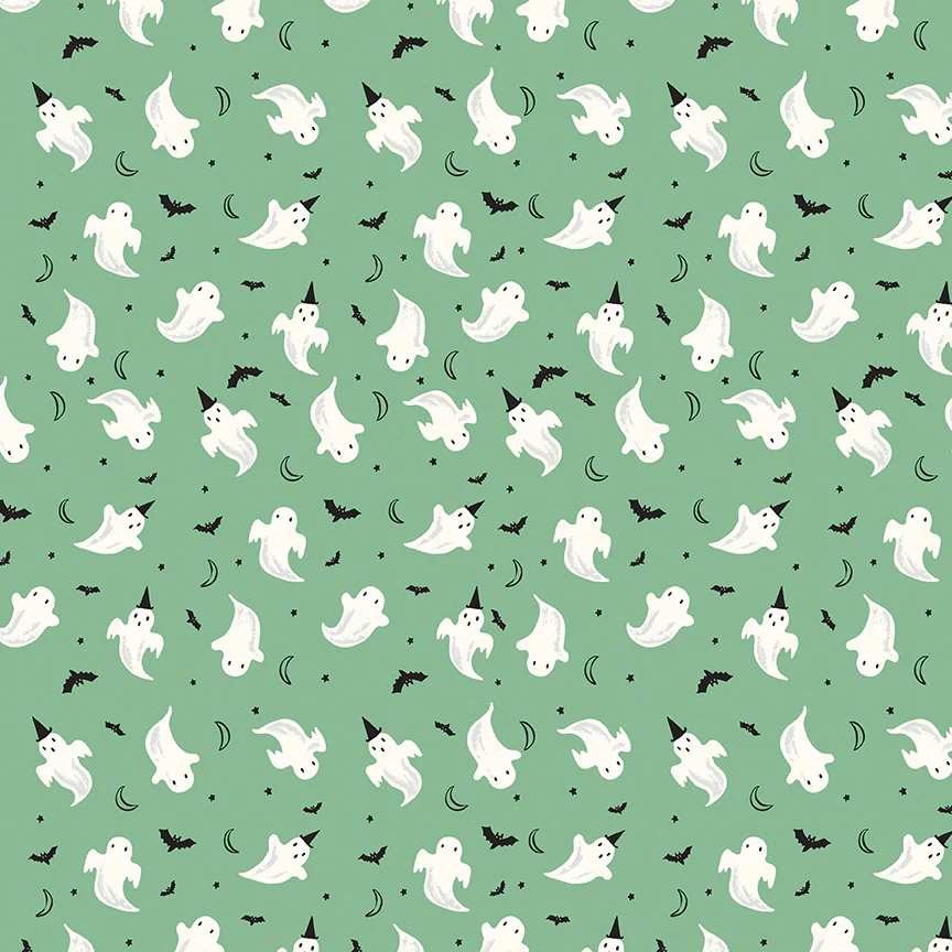 Frank and Friends GHOSTS GREEN C17475-GREEN Fabric Yardage