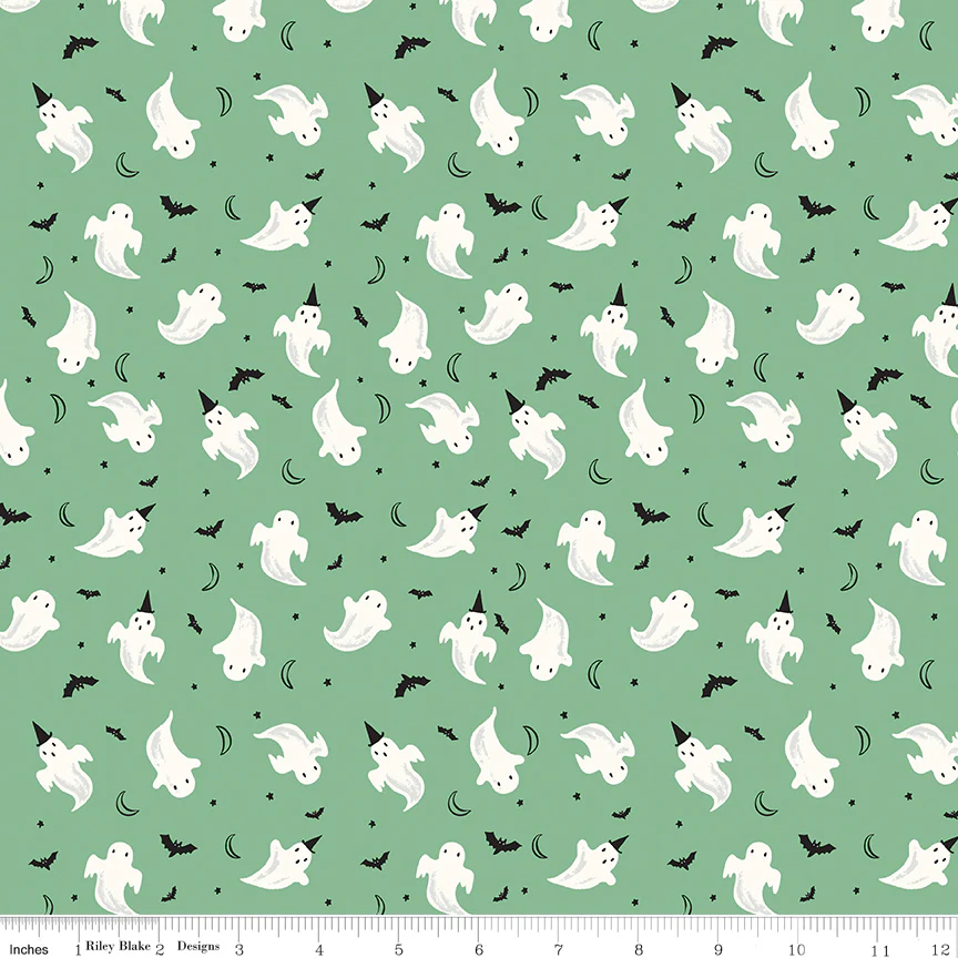 Frank and Friends GHOSTS GREEN C17475-GREEN Fabric Yardage - Image 2
