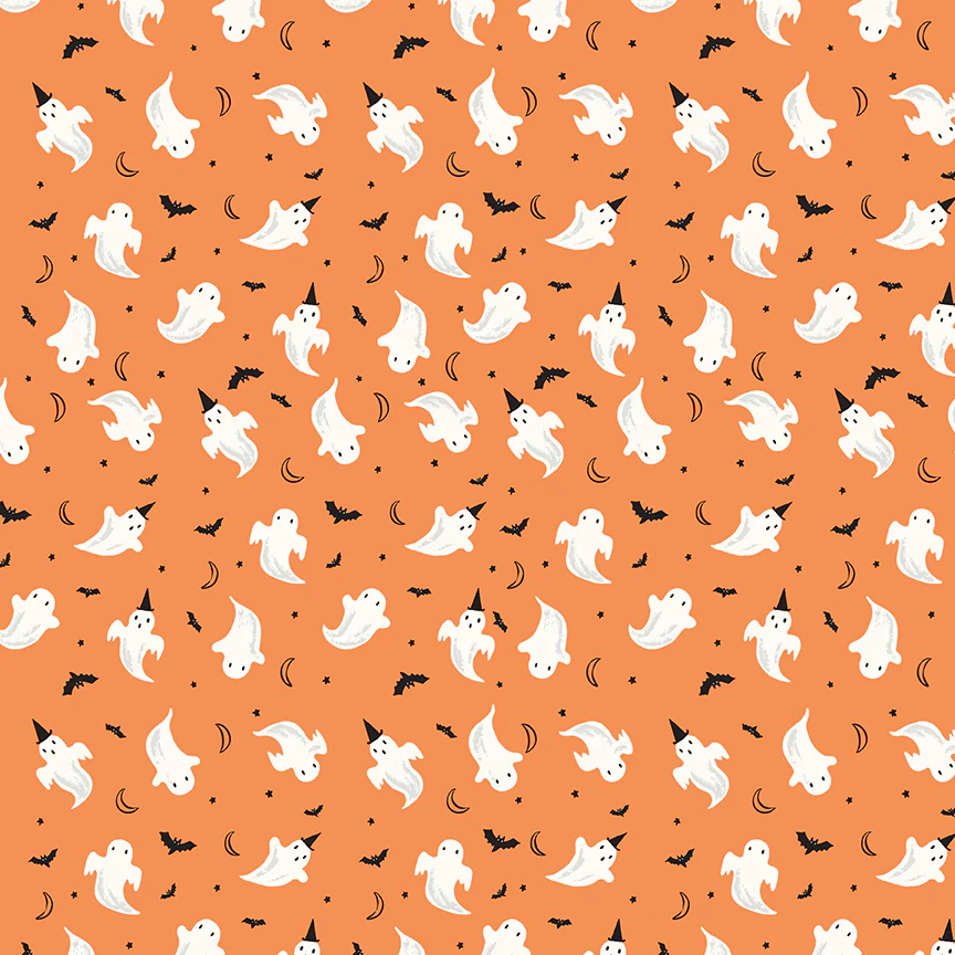 Frank and Friends GHOSTS ORANGE C17475-ORANGE Fabric Yardage