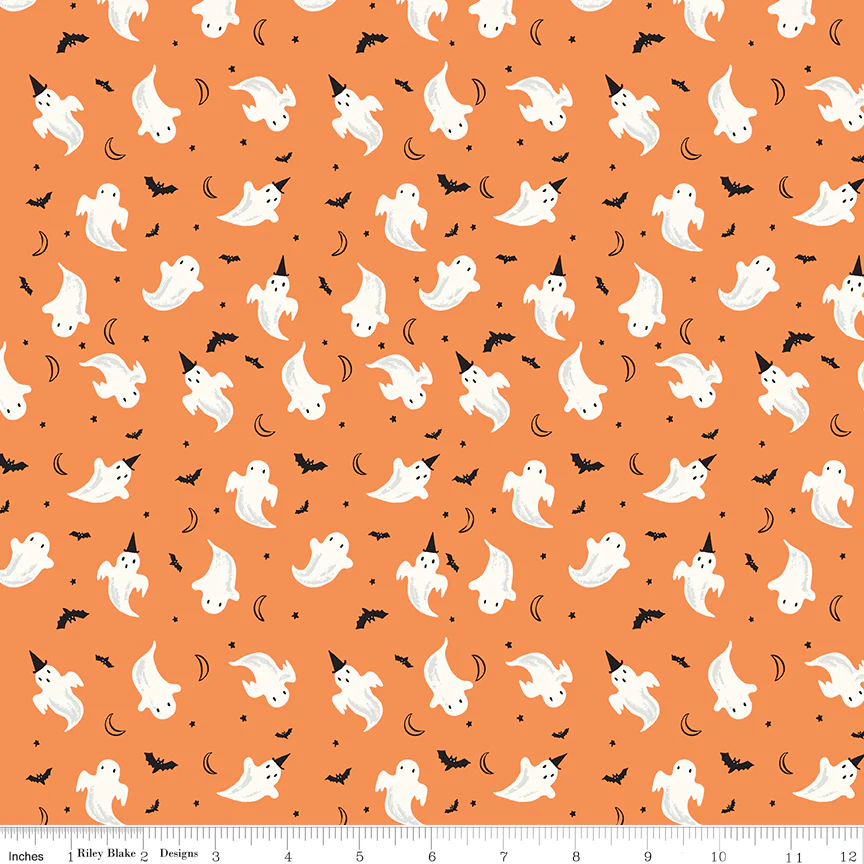 Frank and Friends GHOSTS ORANGE C17475-ORANGE Fabric Yardage - Image 2