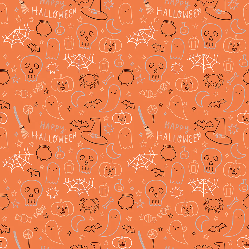 Frank and Friends HALLOWEEN ICONS ORANGE C17476-ORANGE Fabric Yardage