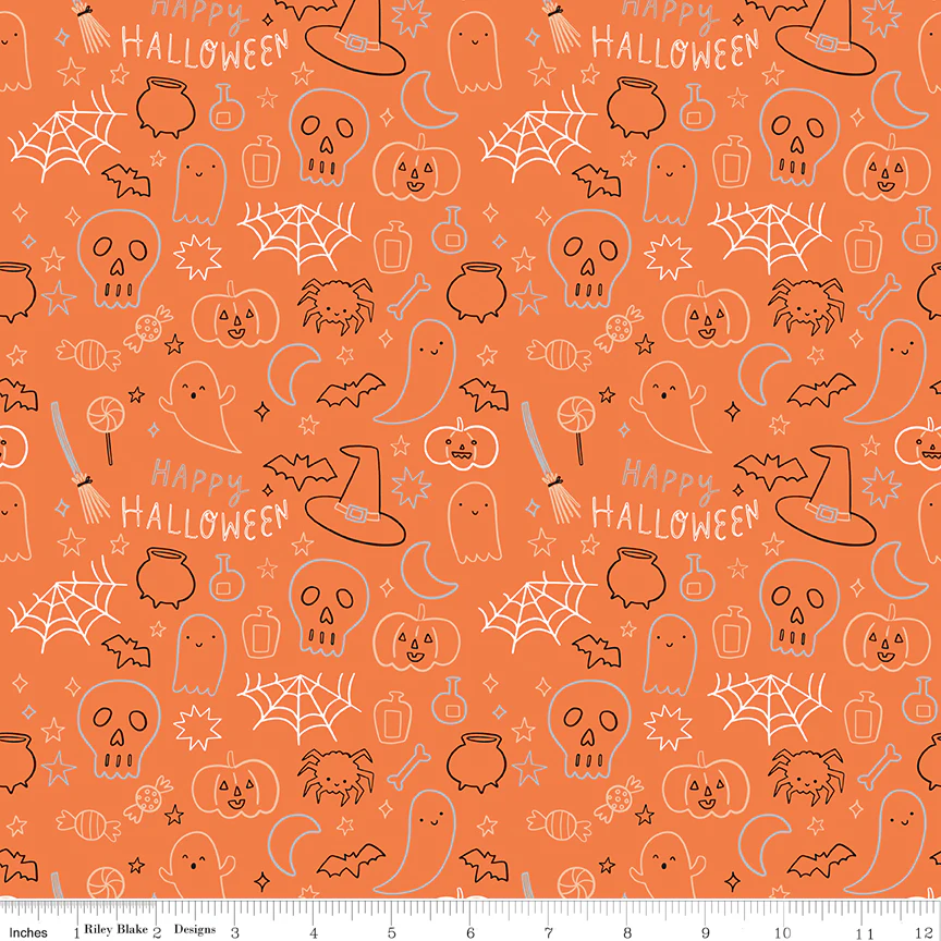 Frank and Friends HALLOWEEN ICONS ORANGE C17476-ORANGE Fabric Yardage - Image 2