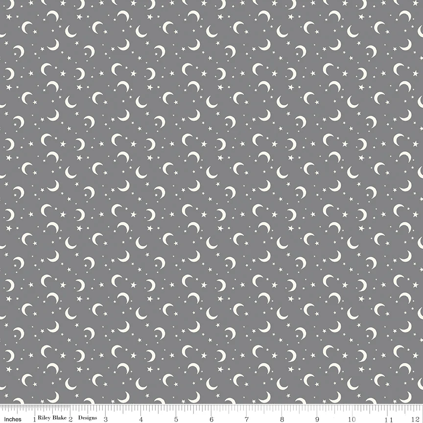 Frank and Friends MOONS & STARS GRAY C17477-GRAY Fabric Yardage - Image 2