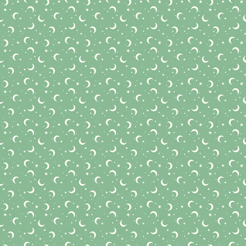 Frank and Friends MOONS & STARS GREEN C17477-GREEN Fabric Yardage