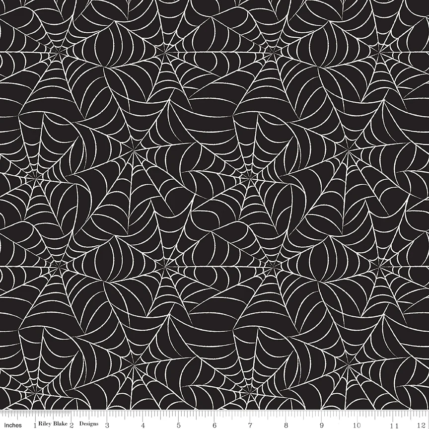 Frank and Friends WEBS BLACK GLOW IN THE DARK GC17474-BLACK Fabric Yardage - Image 2