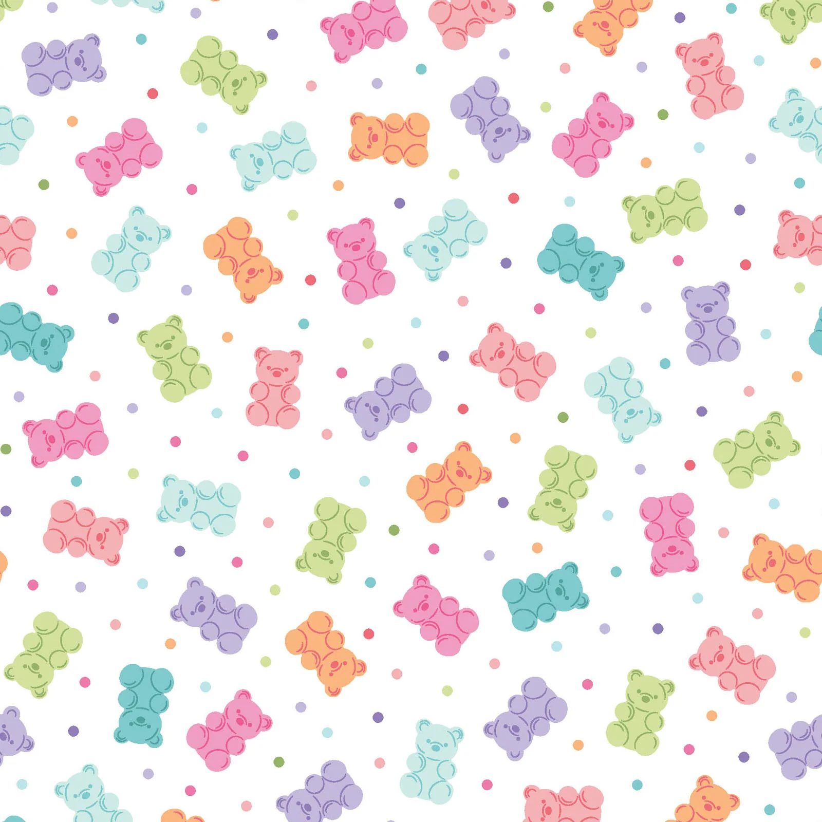 Kimberbell Maywood Studios Sweet Shoppe Gummy Bears White MAS11029-W Fabric Yardage