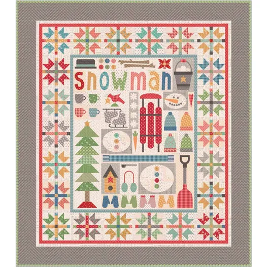 Let's Make a Snowman Sew Along Quilt Kit Featuring Home Town Holiday by Lori Holt - Image 5