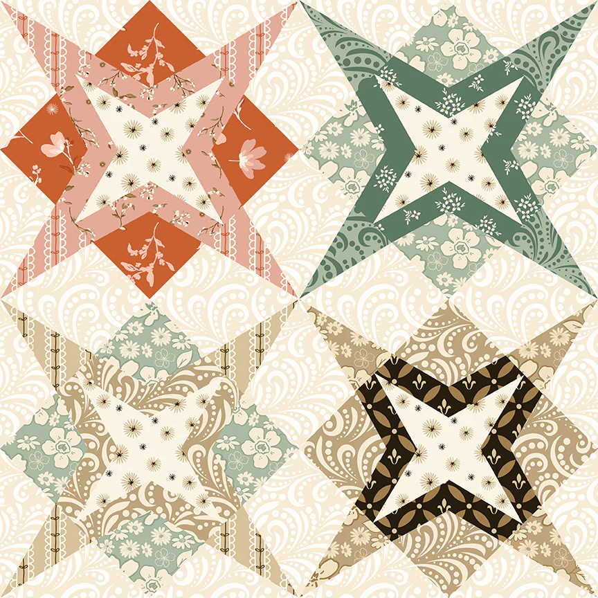 Riley Blake Morning Latte Star Cheater Print C16929-MULTI Fabric Yardage