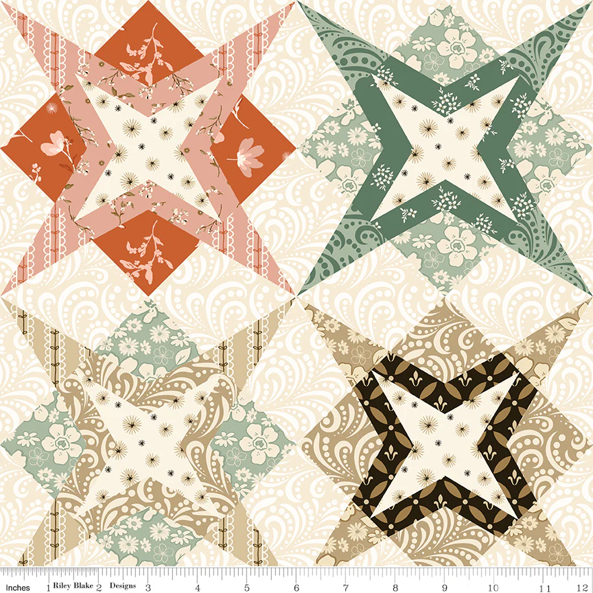 Riley Blake Morning Latte Star Cheater Print C16929-MULTI Fabric Yardage - Image 2
