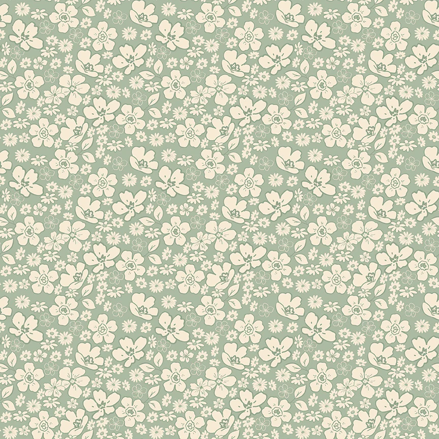 Riley Blake Morning Latte Tonal Floral Aloe C16923-ALOE Fabric Yardage