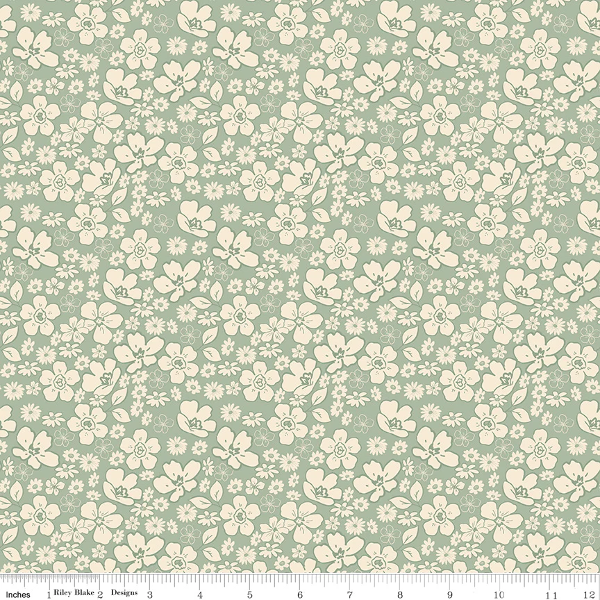 Riley Blake Morning Latte Tonal Floral Aloe C16923-ALOE Fabric Yardage - Image 2