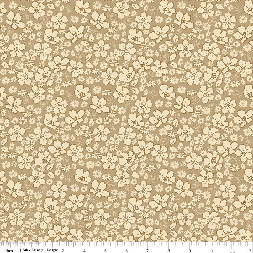 Riley Blake Morning Latte Tonal Floral Camel C16923-CAMEL Fabric Yardage - Image 2