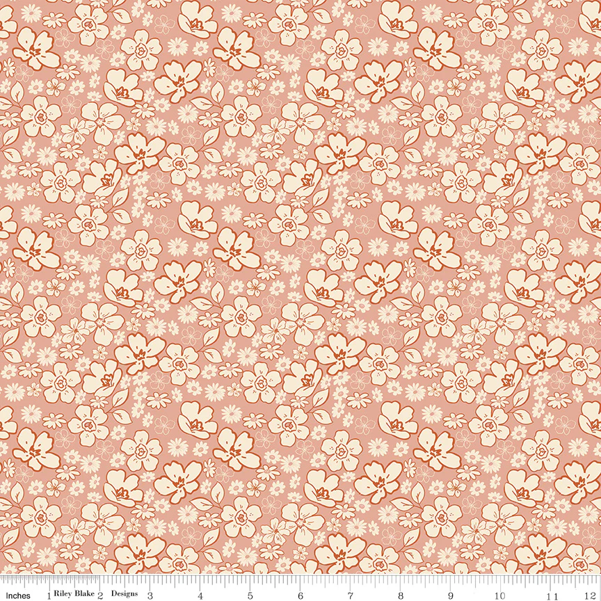 Riley Blake Morning Latte Tonal Floral Pink C16923-PINK Fabric Yardage - Image 2