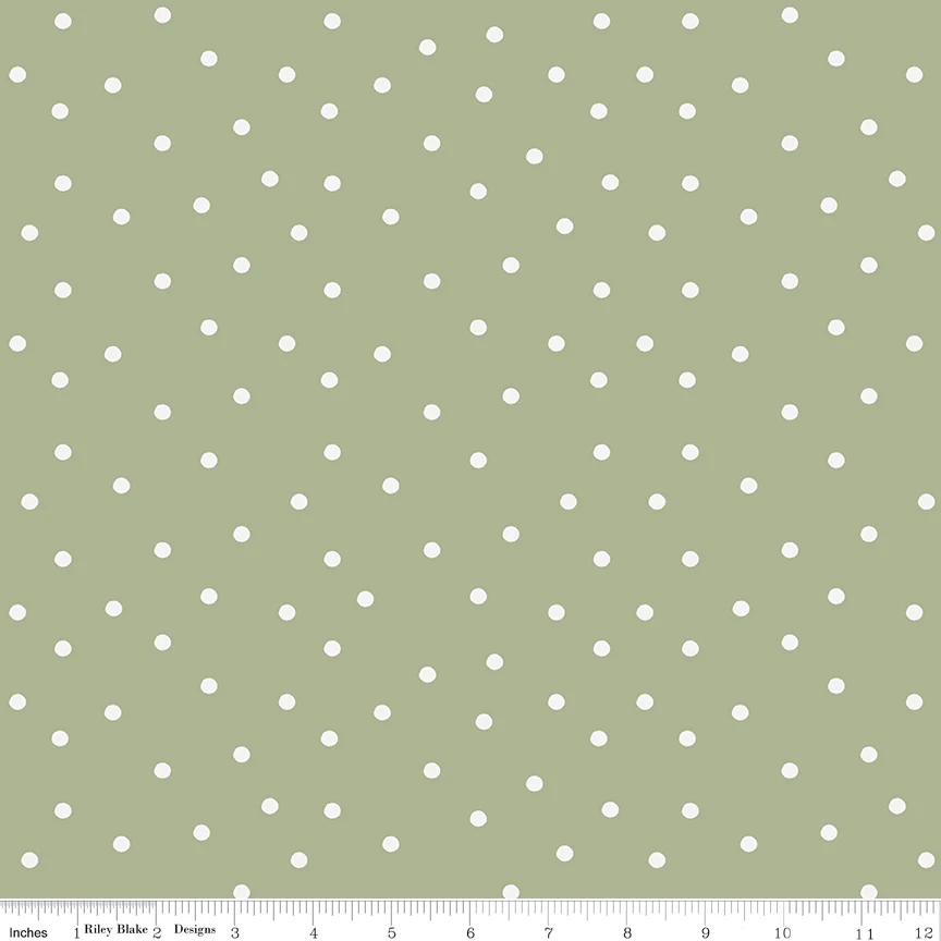 Riley Blake Sunflower Whispers by Lisa Audit Fabric C16673-GREEN Dots Green - Image 2