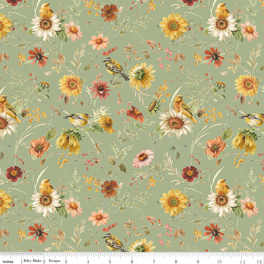 Riley Blake Sunflower Whispers by Lisa Audit Fabric CD16671-GREEN Prairie Green - Image 2