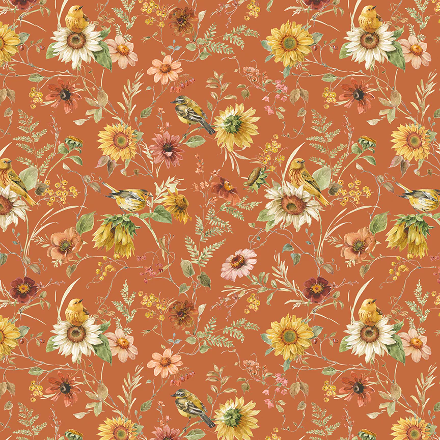 Riley Blake Sunflower Whispers by Lisa Audit Fabric CD16671-PUMPKIN Prairie Pumpkin