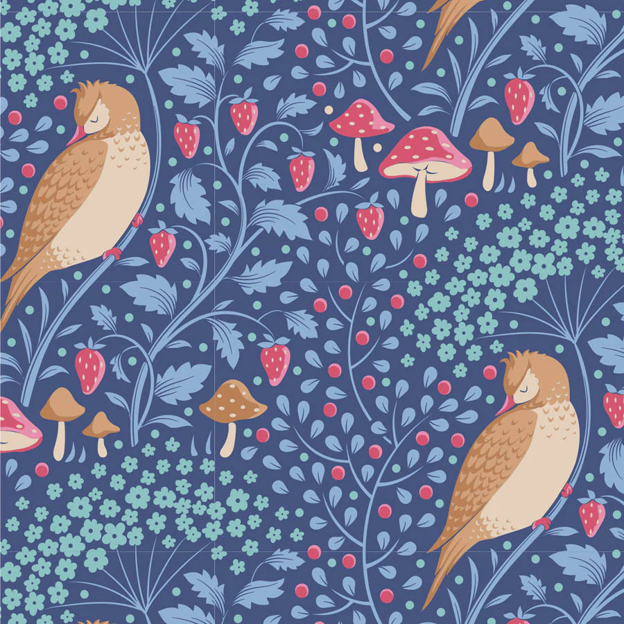 Tilda Hibernation SLEEPYBIRD DENIM TIL100523 Fabric Yardage
