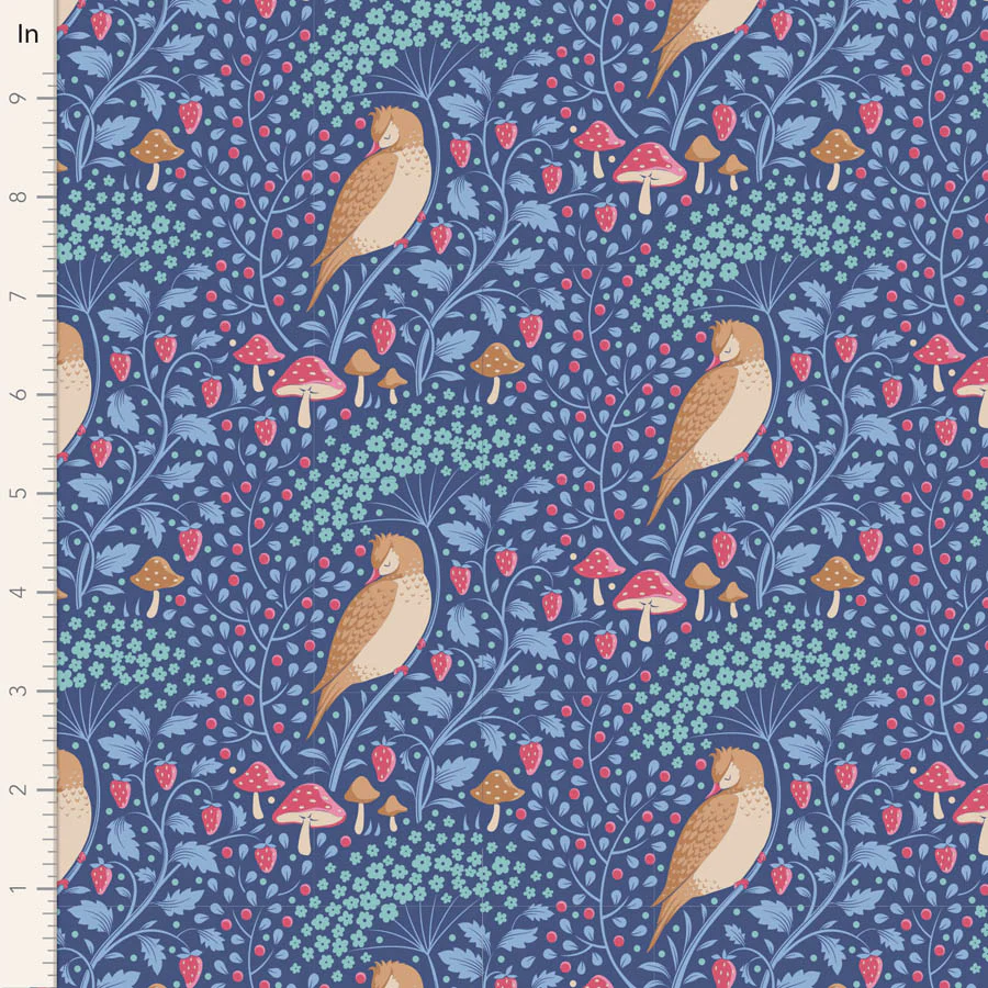 Tilda Hibernation SLEEPYBIRD DENIM TIL100523 Fabric Yardage - Image 2