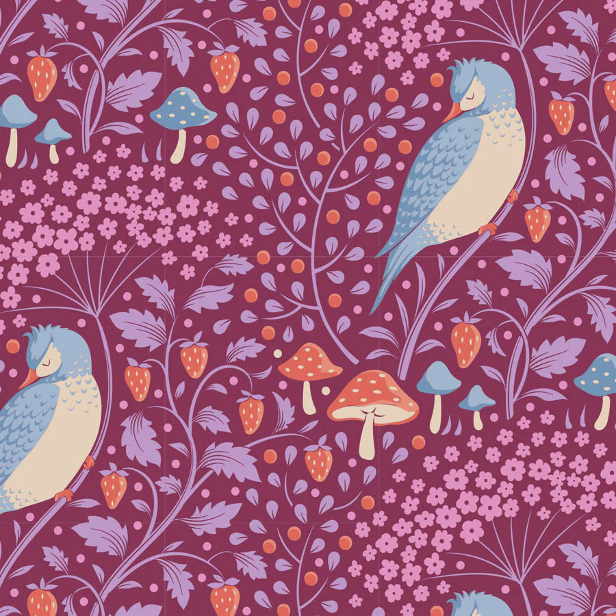 Tilda Hibernation SLEEPYBIRD MULBERRY TIL100528 Fabric Yardage