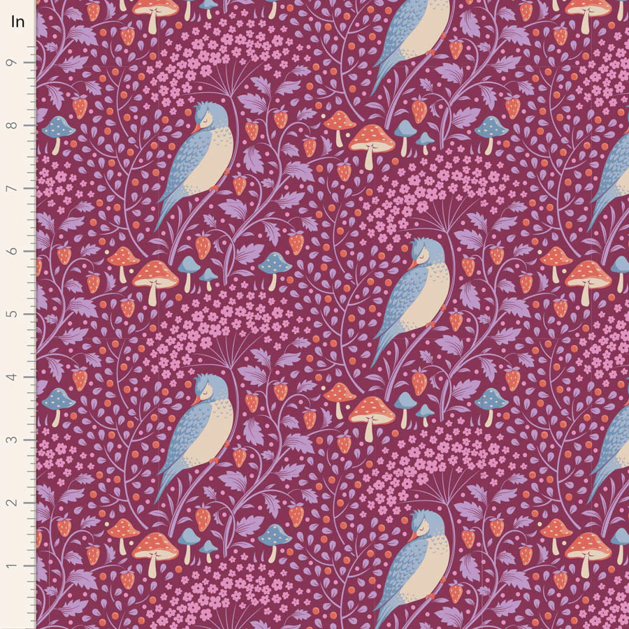 Tilda Hibernation SLEEPYBIRD MULBERRY TIL100528 Fabric Yardage - Image 2