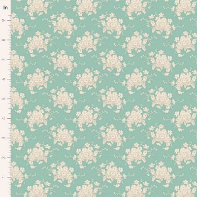 Tilda Sunday Brunch WHITE FLOWER TEAL TIL100581 Fabric Yardage