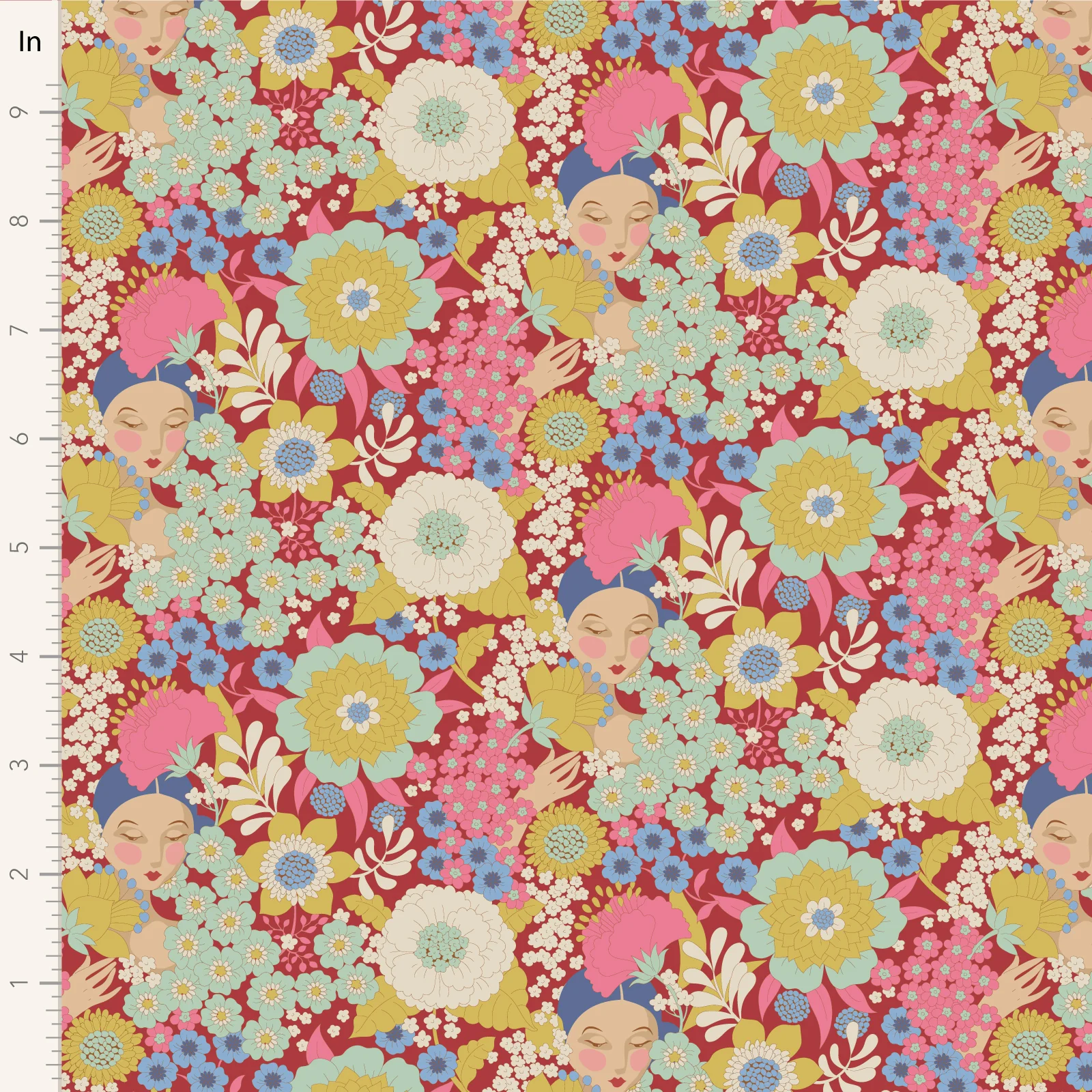 Tilda Wallflower Burgundy TIL100606 Fabric Yardage - Image 2