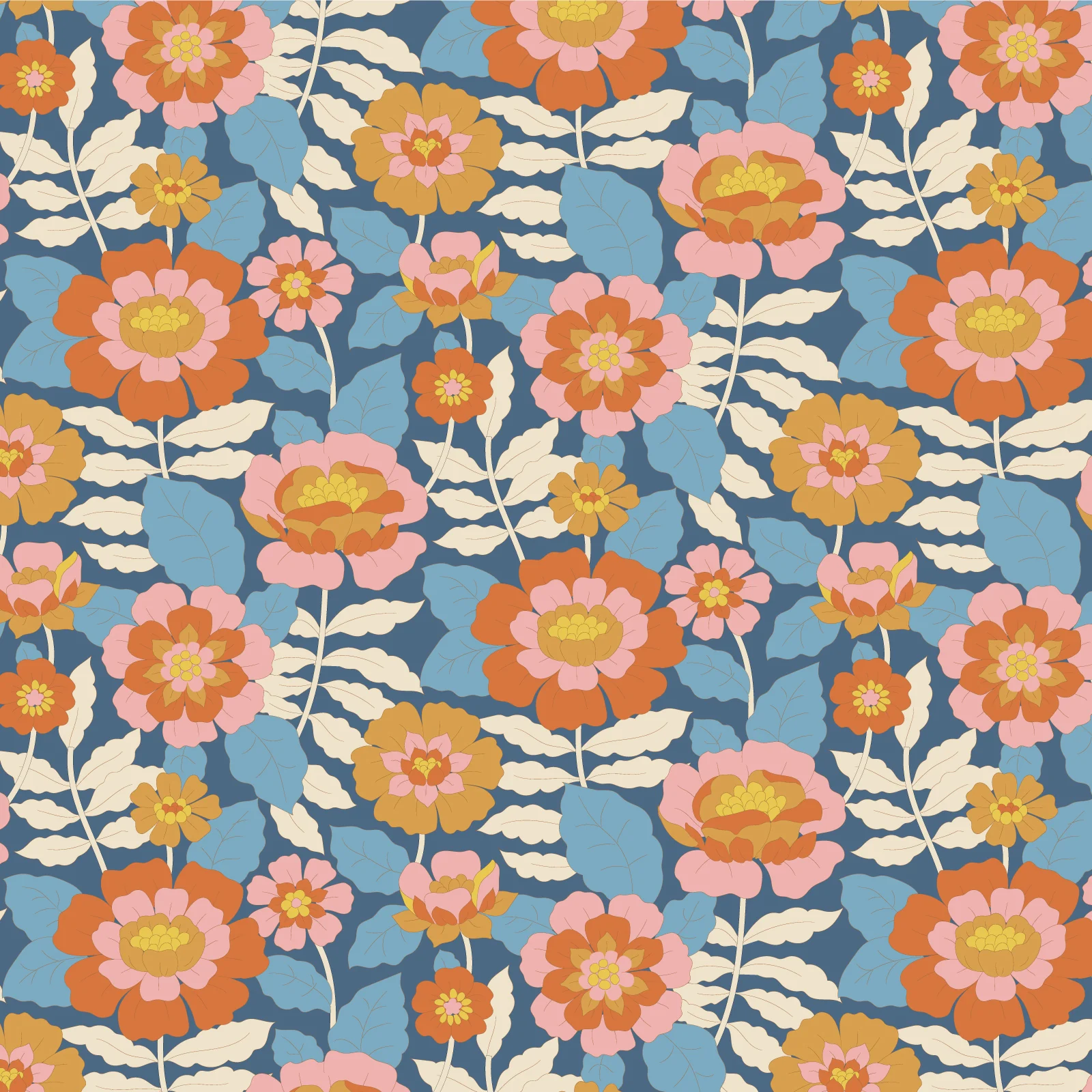 Tilda Wallflower Beverly Blue TIL100611 Fabric Yardage