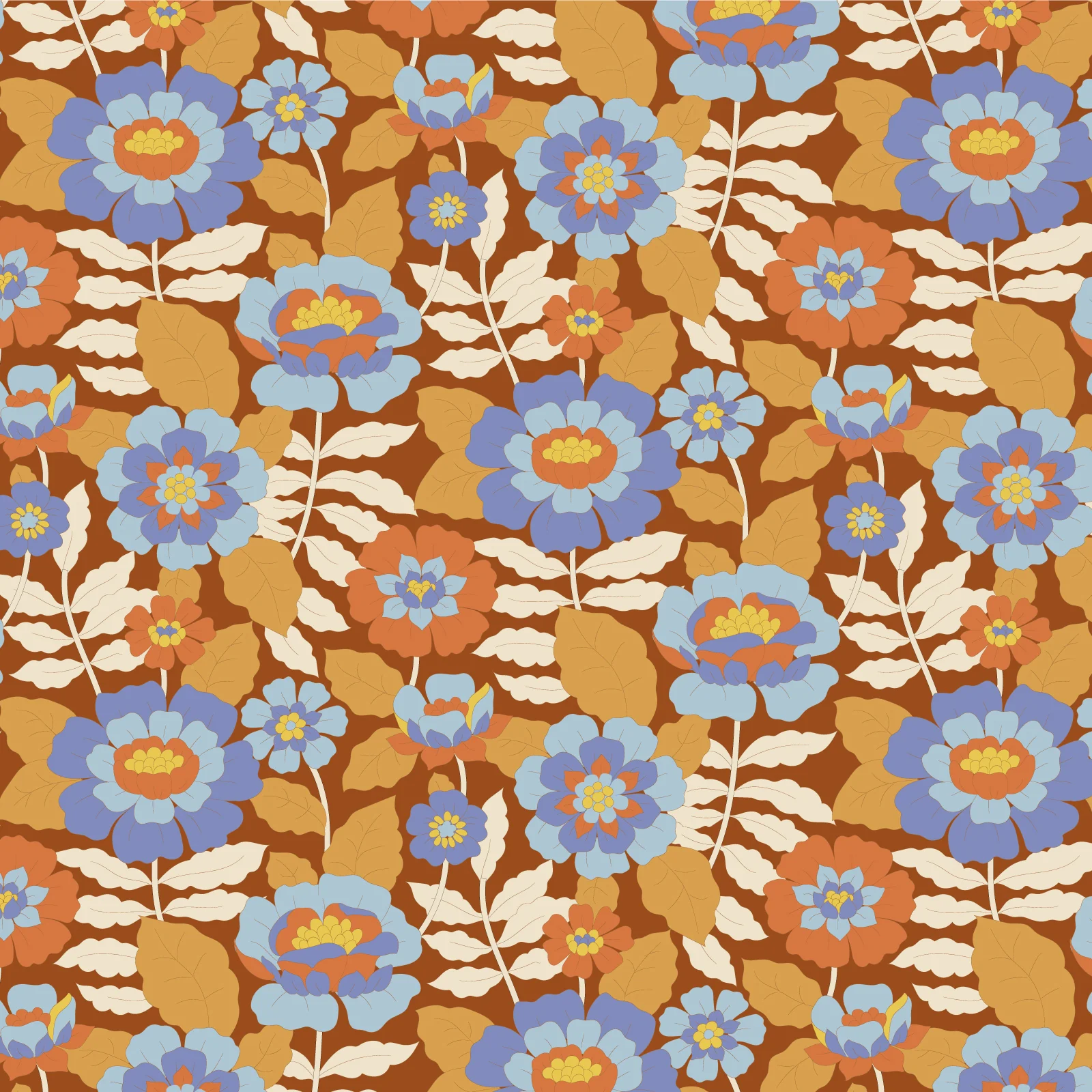 Tilda Wallflower Beverly Caramel TIL100612 Fabric Yardage