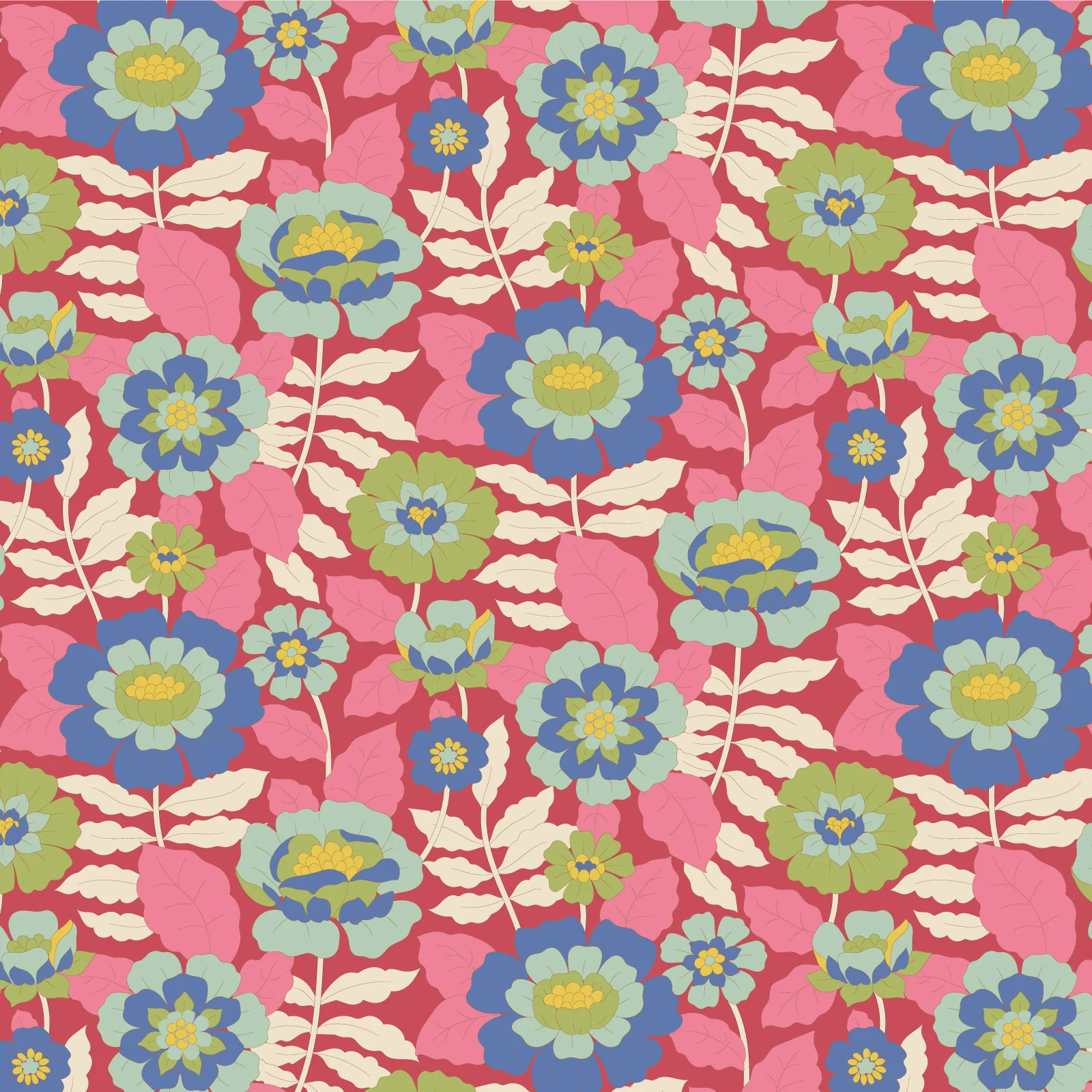Tilda Wallflower Beverly Pink TIL100610 Fabric Yardage