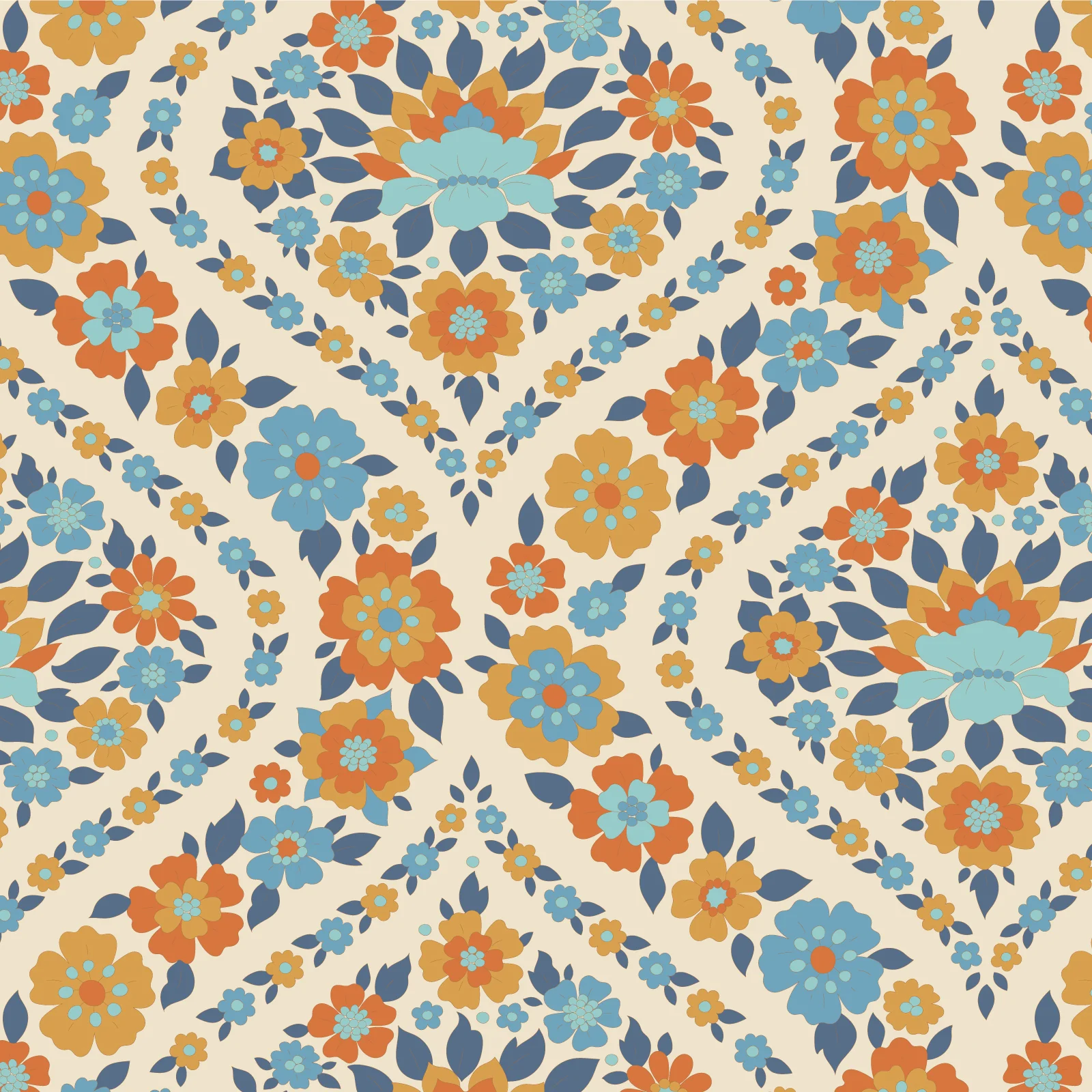 Tilda Wallflower Bianca Blue TIL100619 Fabric Yardage