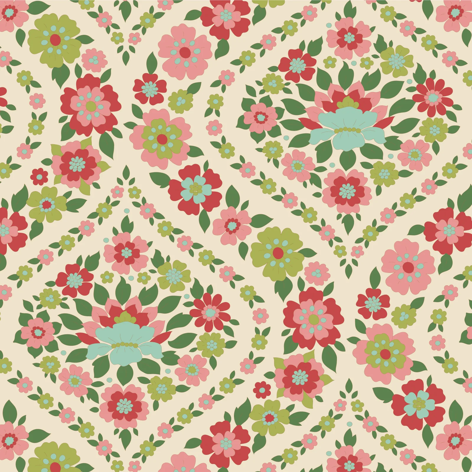 Tilda Wallflower Bianca Green TIL100617 Fabric Yardage