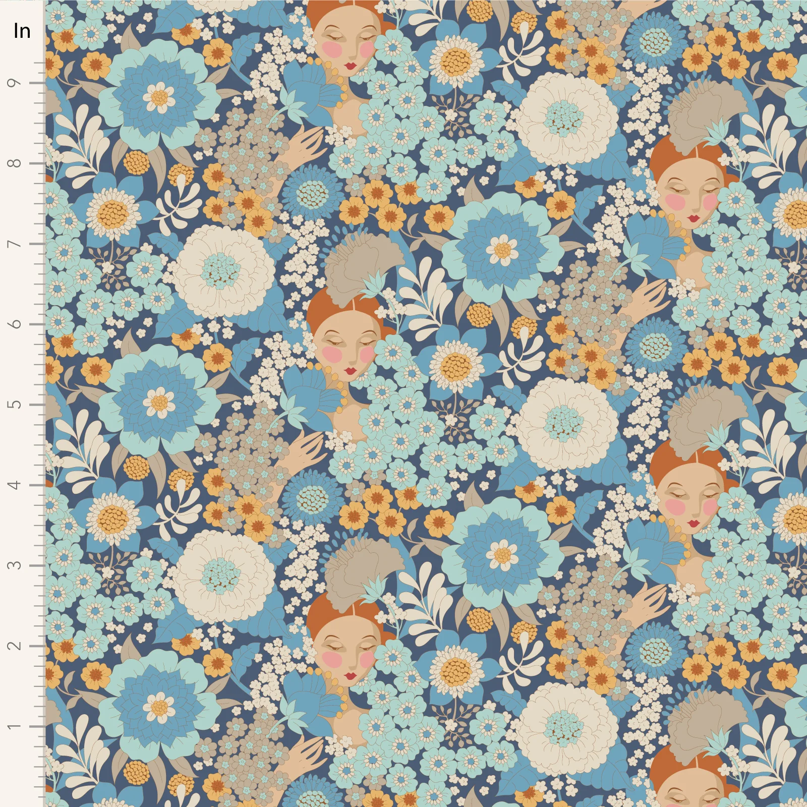 Tilda Wallflower Blue TIL100607 Fabric Yardage - Image 2