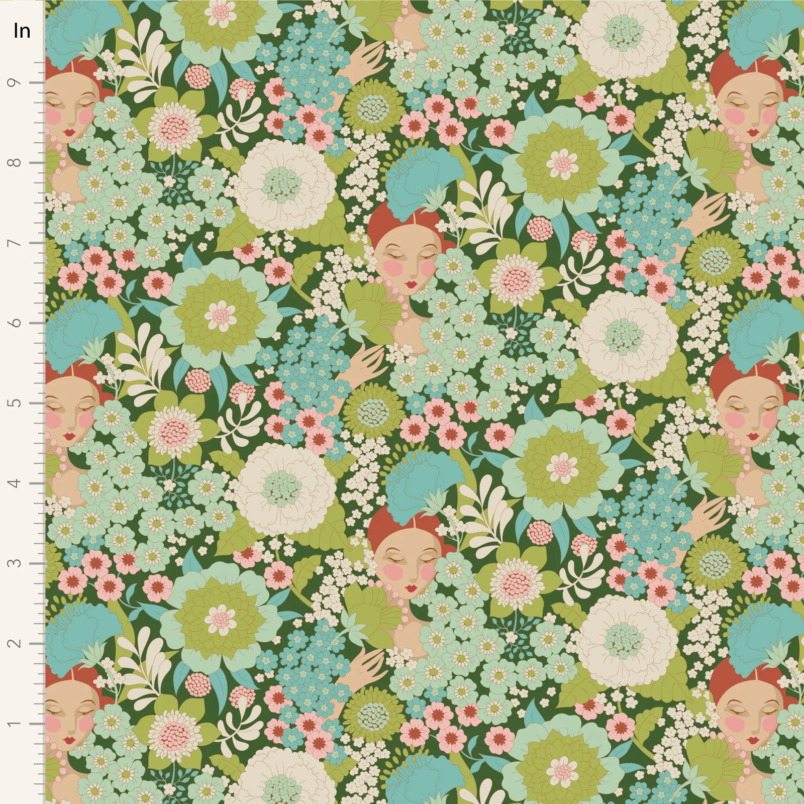Tilda Wallflower Green TIL100605 Fabric Yardage - Image 2