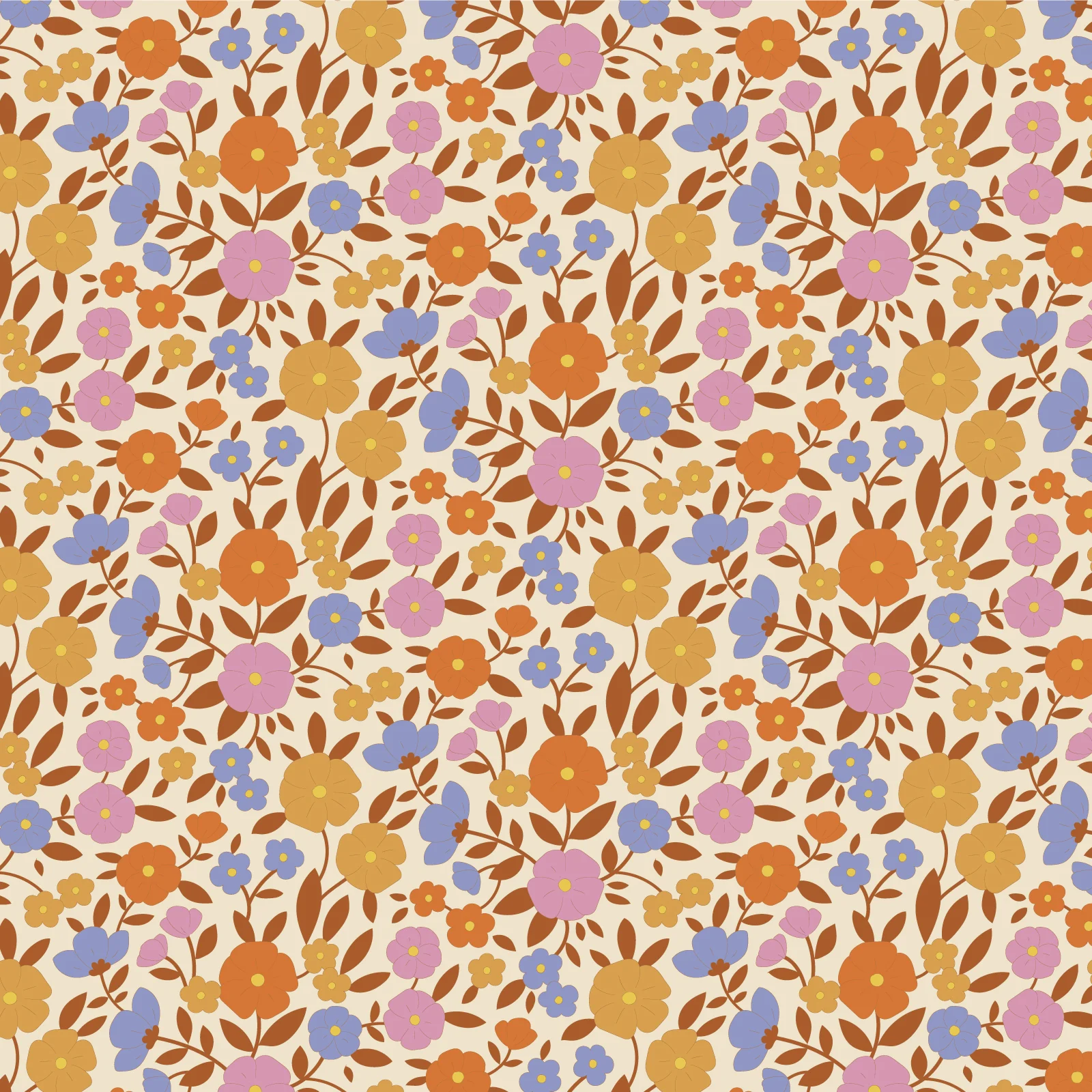 Tilda Wallflower Janice Caramel TIL100616 Fabric Yardage