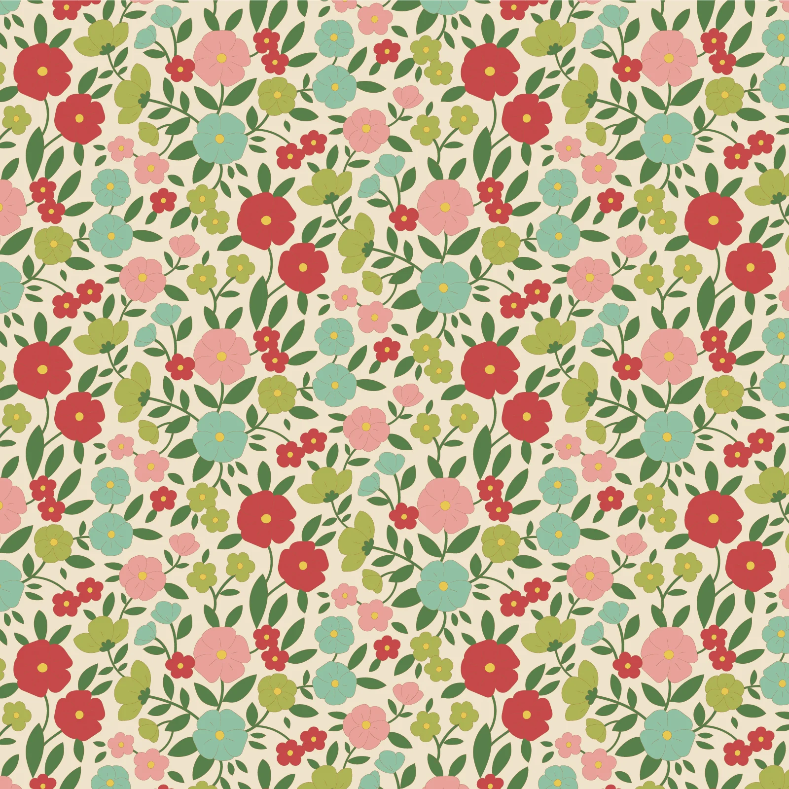 Tilda Wallflower Janice Green TIL100613 Fabric Yardage