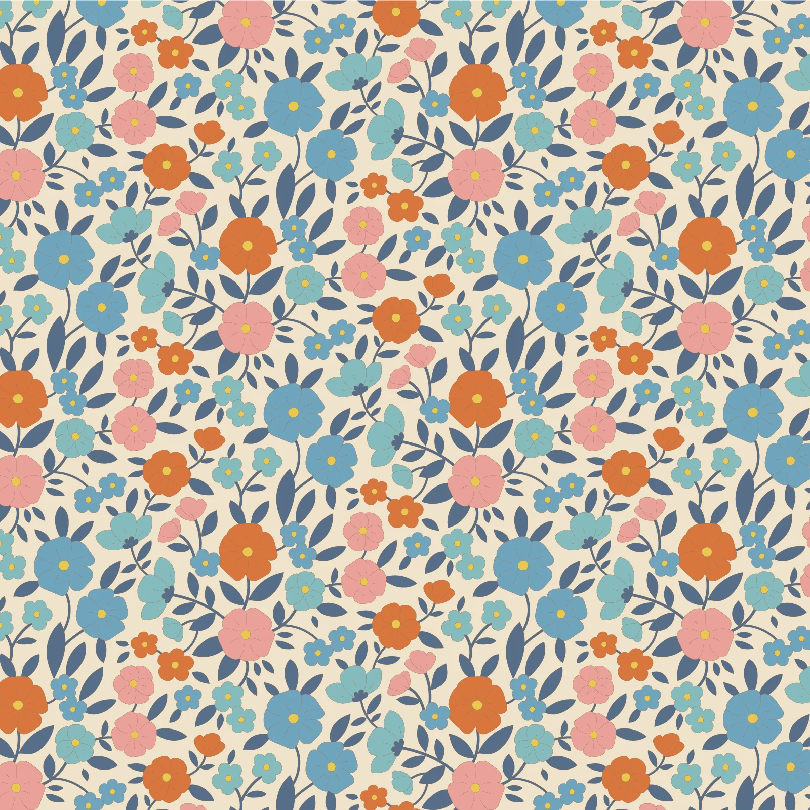 Tilda Wallflower Janice Blue TIL100615 Fabric Yardage