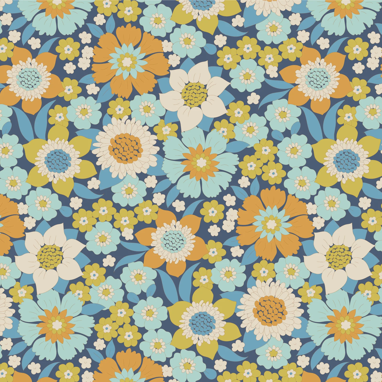 Tilda Wallflower Lauren Blue TIL100603 Fabric Yardage