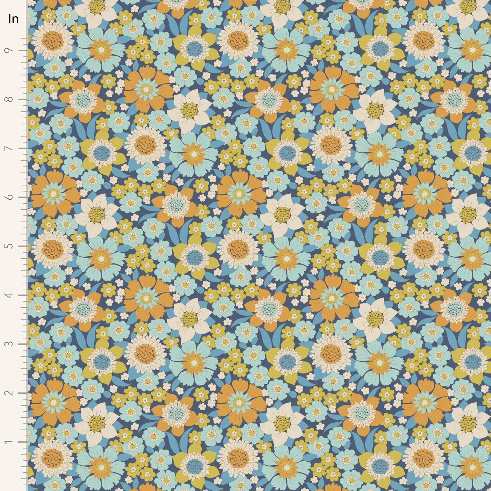Tilda Wallflower Lauren Blue TIL100603 Fabric Yardage - Image 2