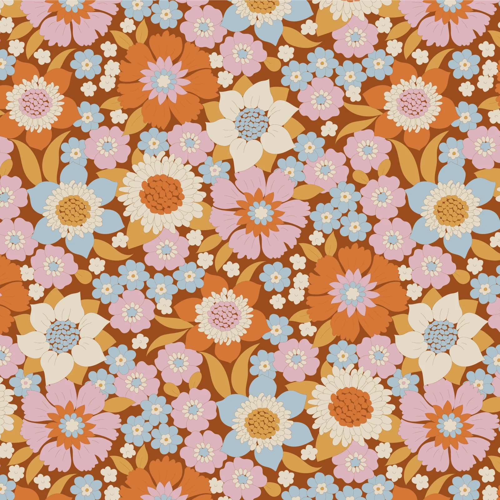 Tilda Wallflower Lauren Caramel TIL100604 Fabric Yardage