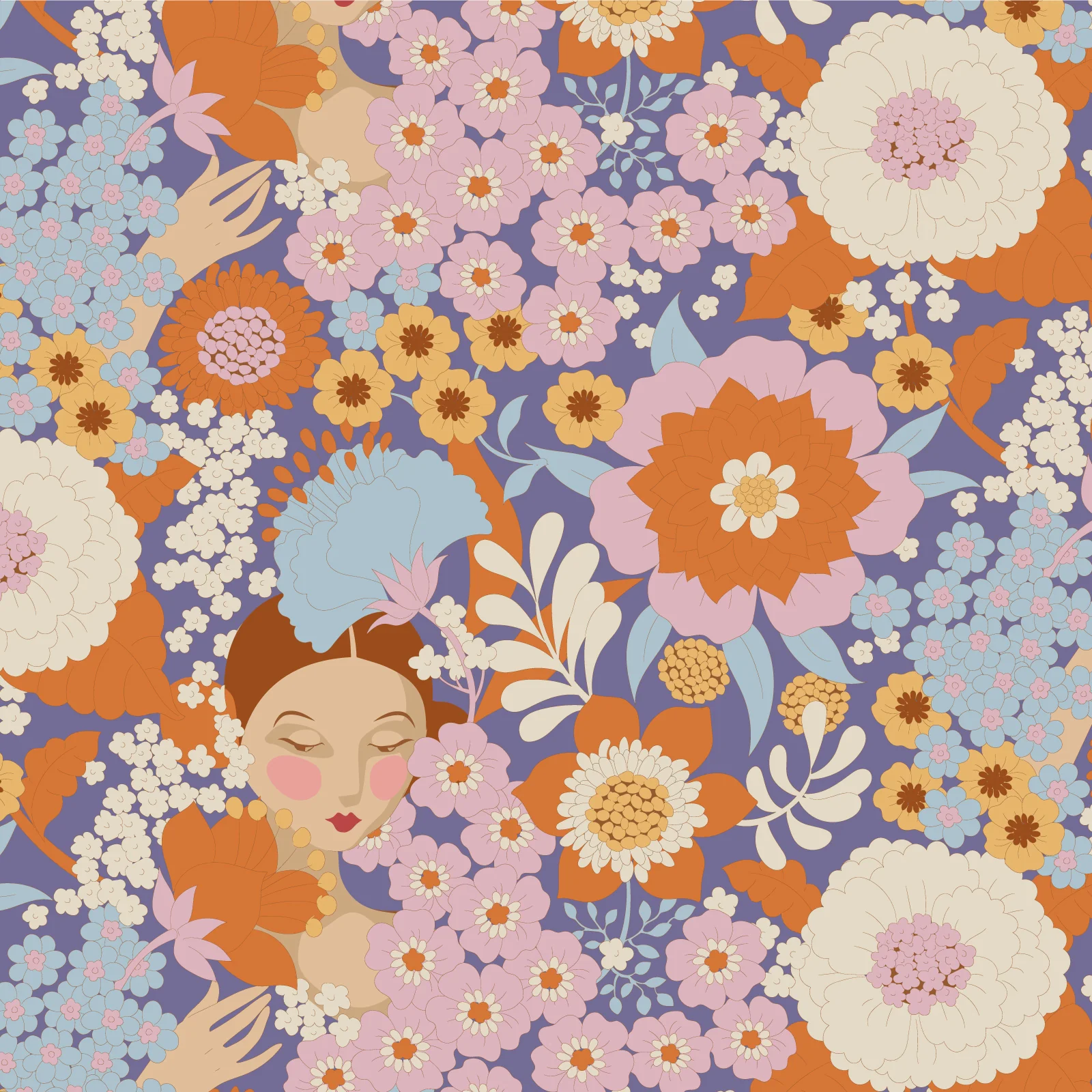 Tilda Wallflower Thristle TIL100608 Fabric Yardage